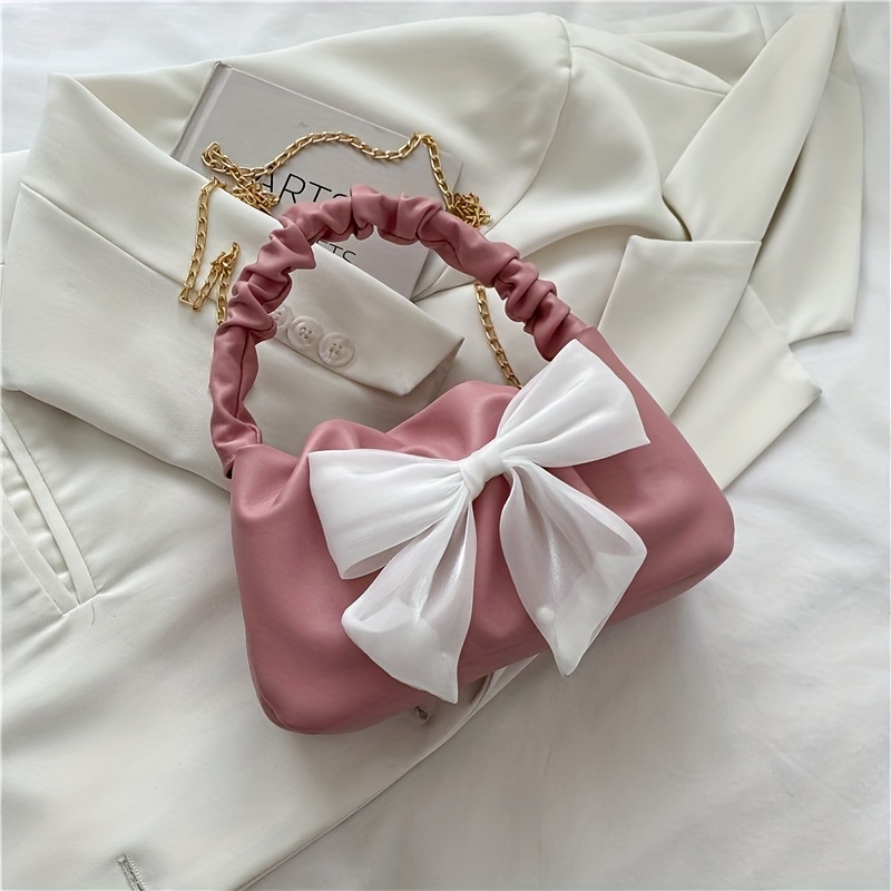 Bow Tie Satin Shoulder Bag