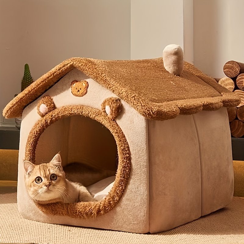 Pet Bed House Cats Removable Washable Cat House Winter Warm - Temu