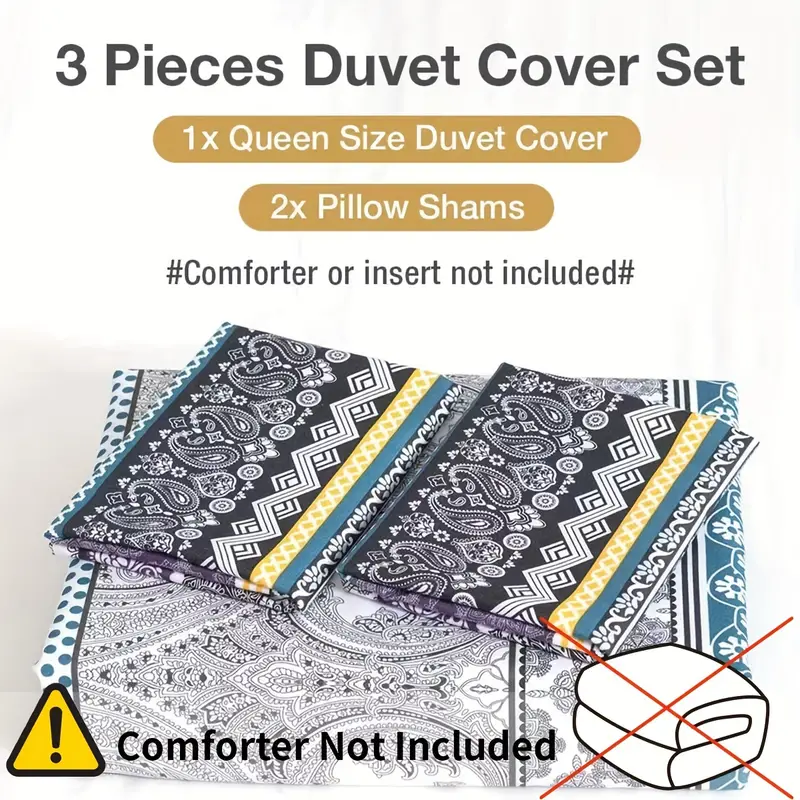 3pcs retro striped printed bedding set 1pc duvet cover 2pcs pillowcase without pillow core details 0