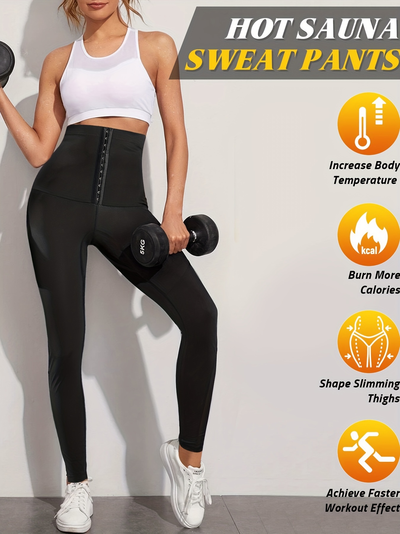 Sauna Pants Fitness Exercise Sauna Leggings Compression Sauna Sweat Pants  Workout Training Thermo Sweat Leggings for Womens