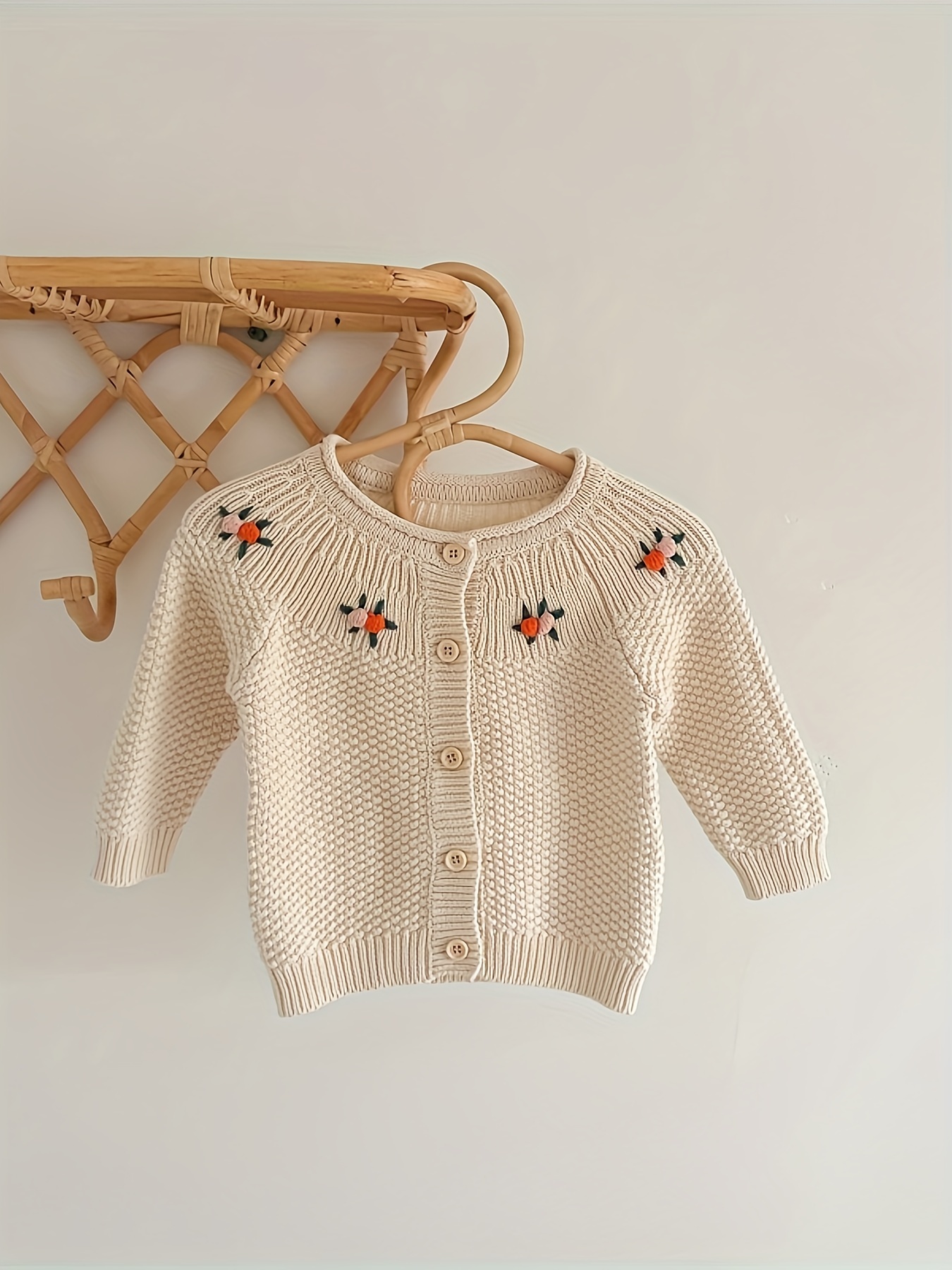 Spring And Autumn New Baby Sweet Forest Style Sweater Coat, Flower Handmade  Embroidered Cotton Top Baby And Toddler Knitted Cardigan