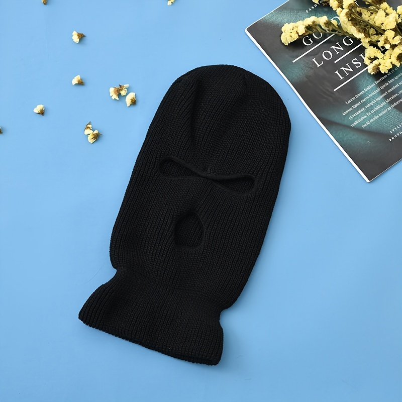 Three Hole Wool Hat Men Women Autumn Winter Outdoor Windproof Cycling