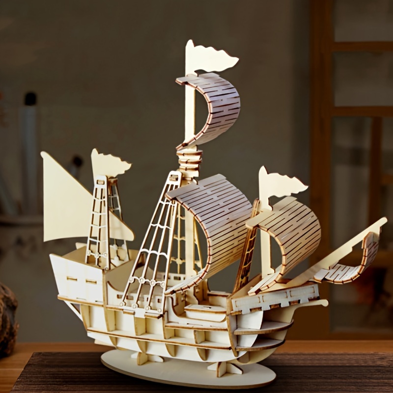 Pirate Ship Clock 3d Wooden Puzzles Adults Wooden Models - Temu