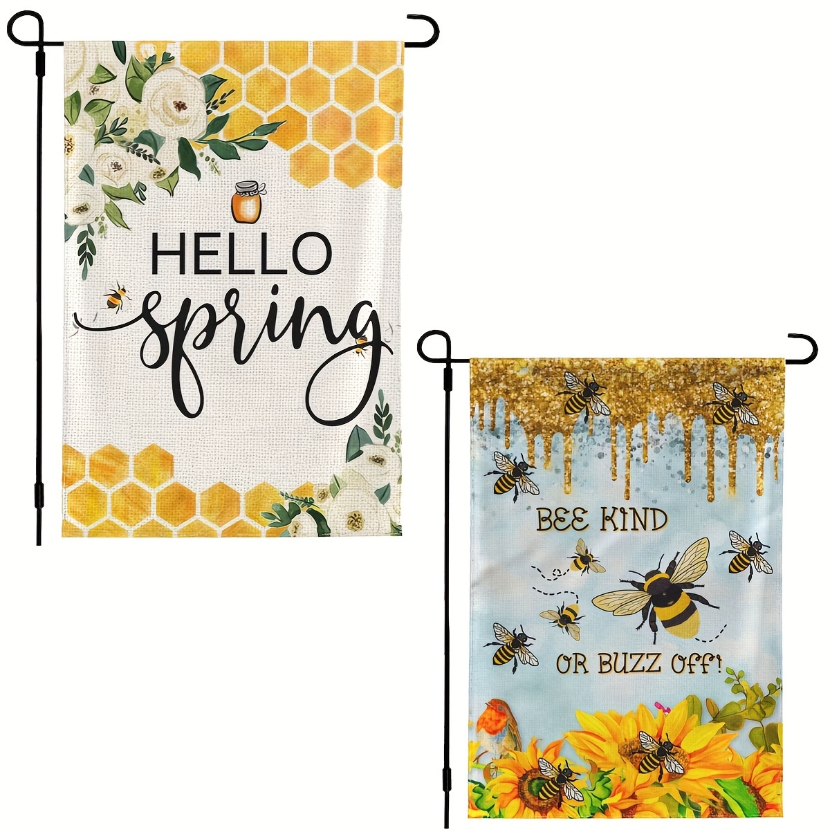 Hello Spring Bees Floral Garden Flag Double Sided Outside - Temu Australia