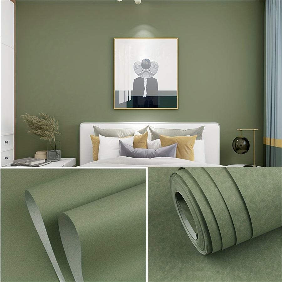 Simple Stylish Dark Gray Green Wallpaper Solid Color Non - Temu