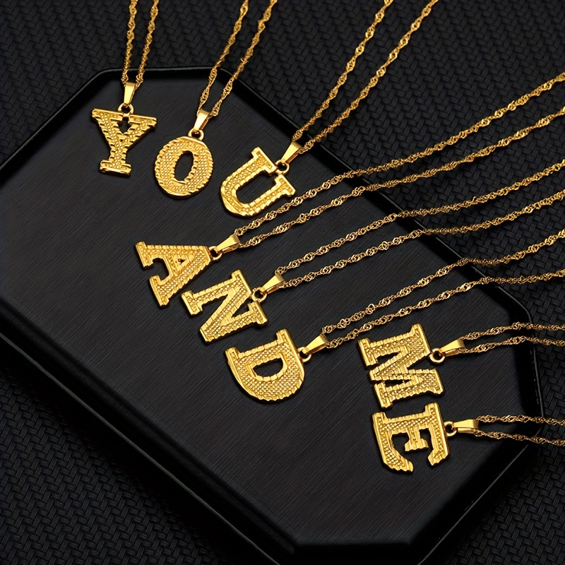 Golden Initial A Pendant Necklace Letter A Alphabets Charm