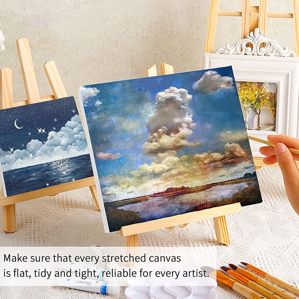 Oil Painting Canvas Set - Blank White Canvas Board With Painting Board  Support - 100% Pure Cotton Art Panel, Suitable For Oil Painting, Acrylic  And Watercolor Paint - Arts, Crafts & Sewing - Temu