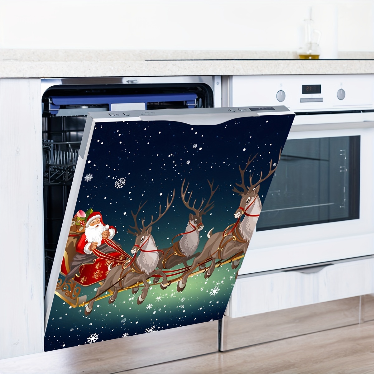  Magnetic Dishwasher Cover Christmas Alpaca with Santa