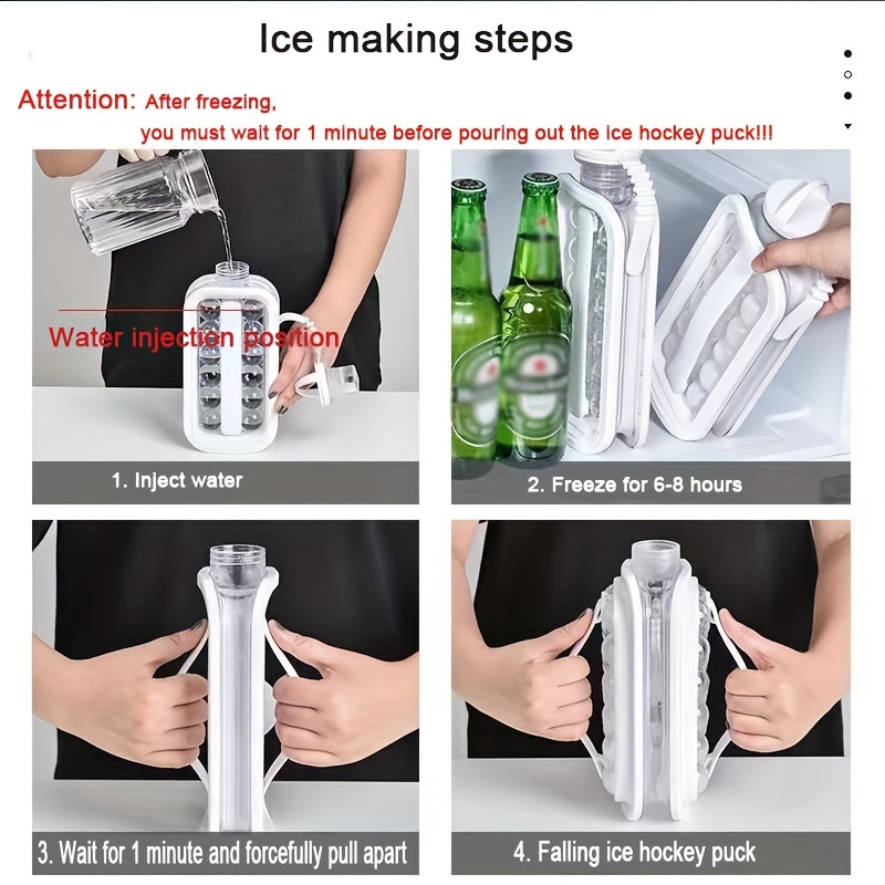 Folding Ice Maker Water Bottle, Ice Pot 2-in-1 Ice Grid Pot Ice