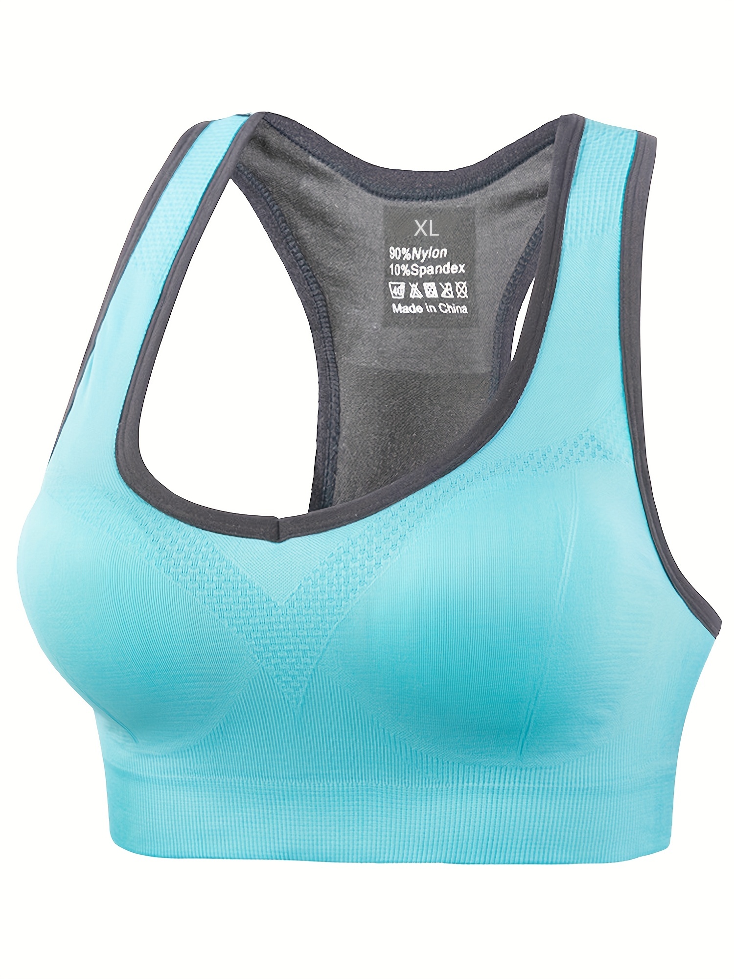 Plus Size Sports Bra Women's Plus Seamless Contrast Trim Cut - Temu Canada