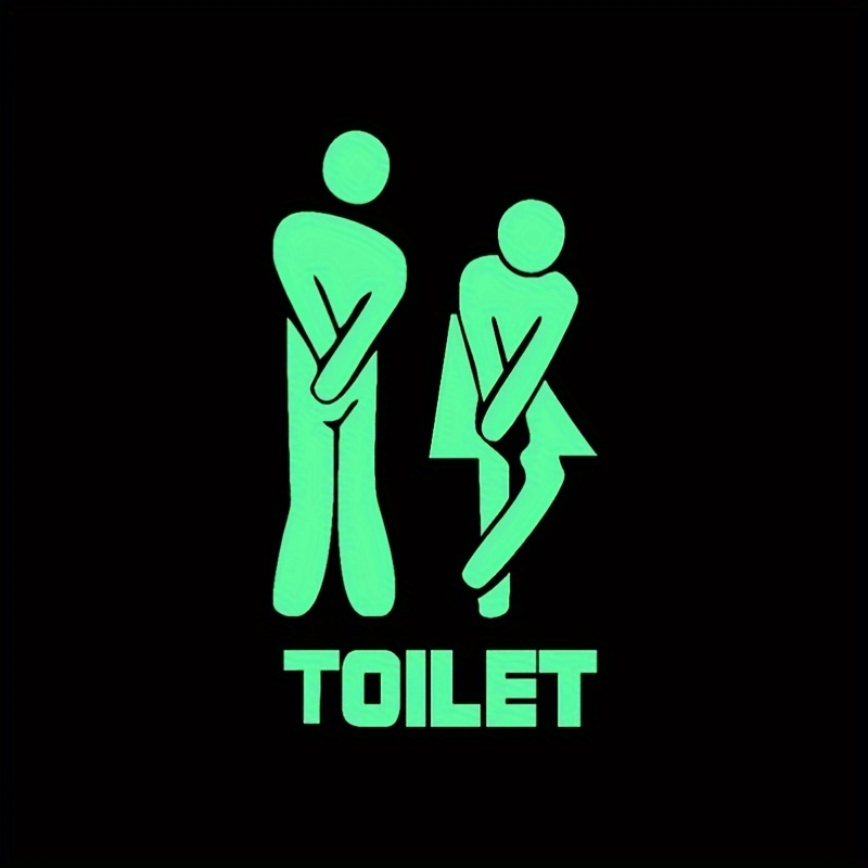 

1pc Fluorescent Wall Stickers For Toilet, Bathroom Door Glow In The Dark Wall Decals, Wallpaper, Room Decor