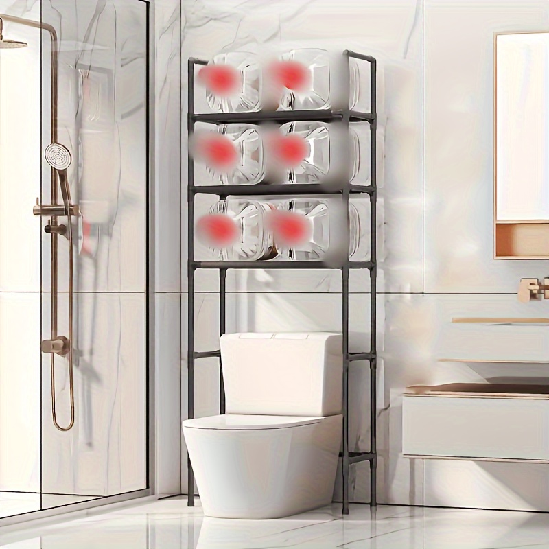  Household Products Estante de almacenamiento de baño para  ahorrar espacio sobre el inodoro, estante de inodoro de 3 niveles,  organizador de baño independiente, estantes de metal para lavandería y  balcón 