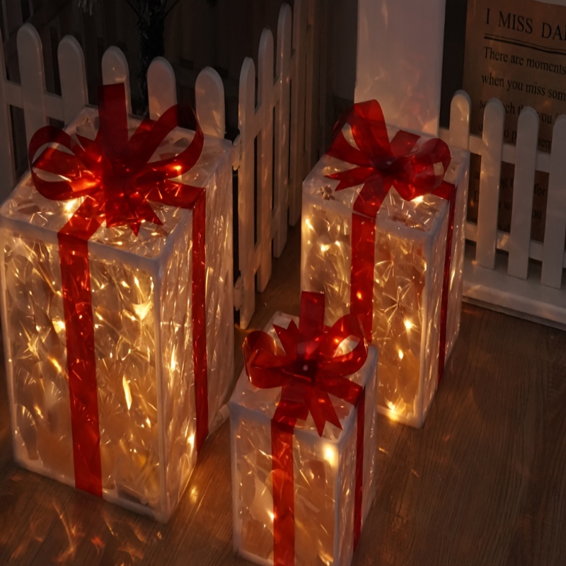 1 Christmas Gift Box Lights Christmas Glow Gift Box Suitable - Temu