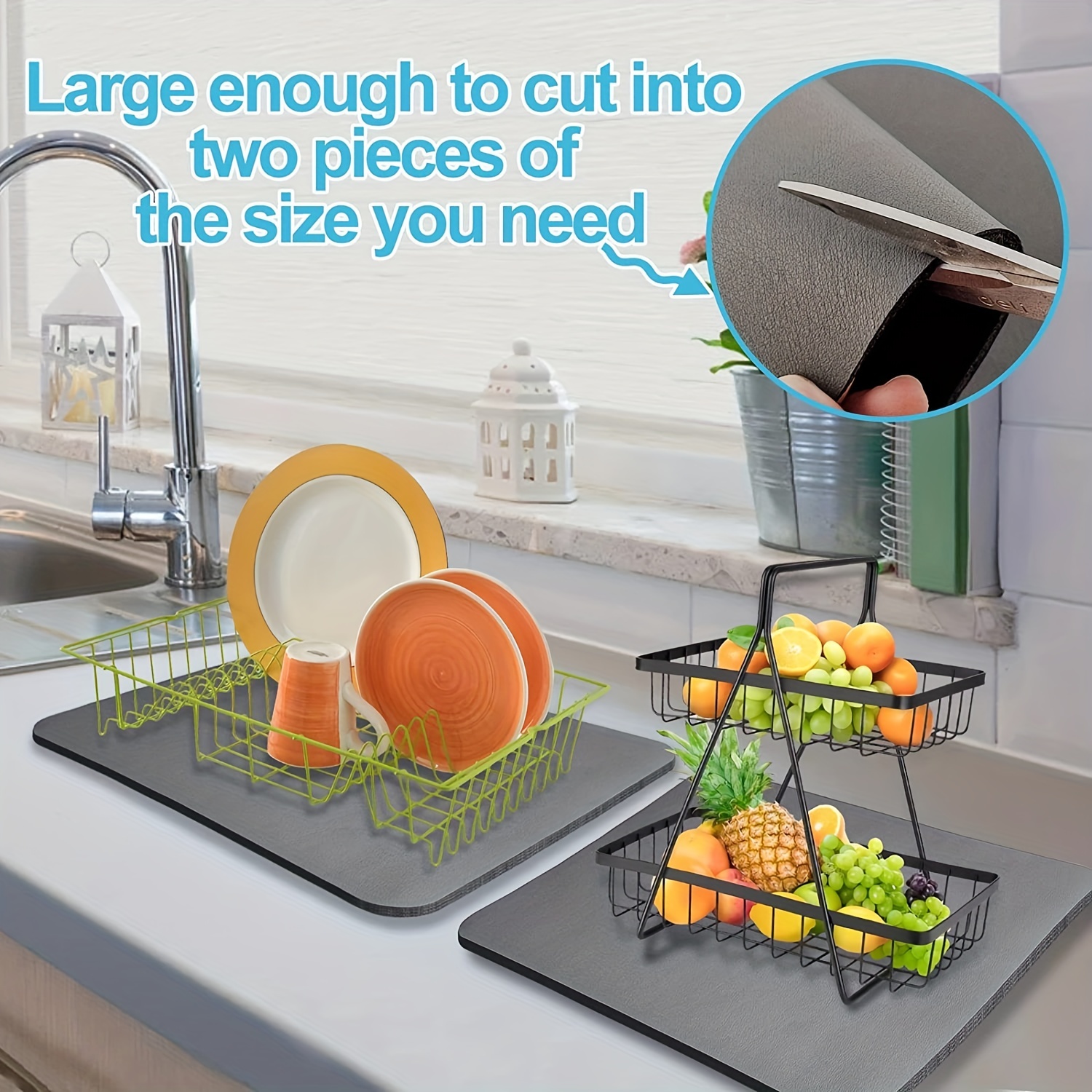 1PC Dish Drying Mats for Kitchen Counter-Silicone Dish Drying Mat
