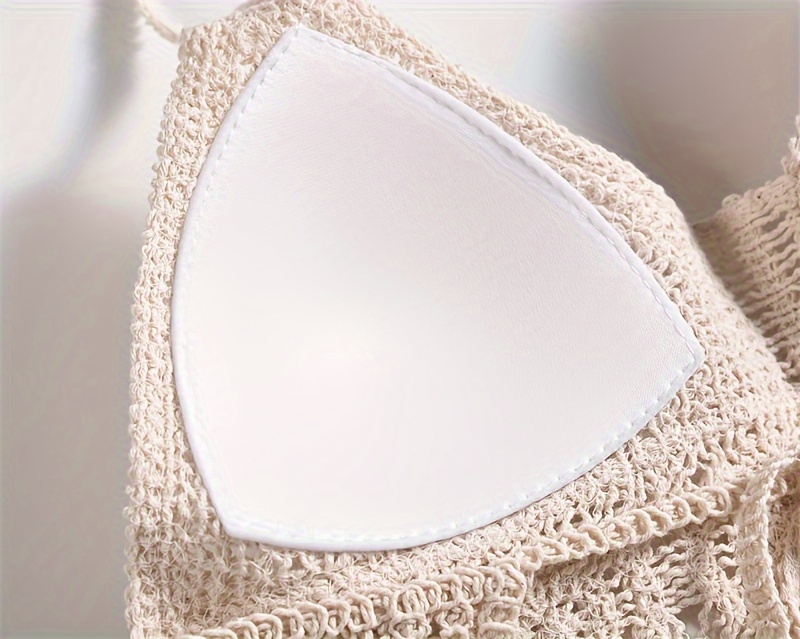 Bohemian ethno-style embroidered chest cup embroidery, halterneck small vest, suspender short backless openwork swimsuit top, bikini Women's swimsuit