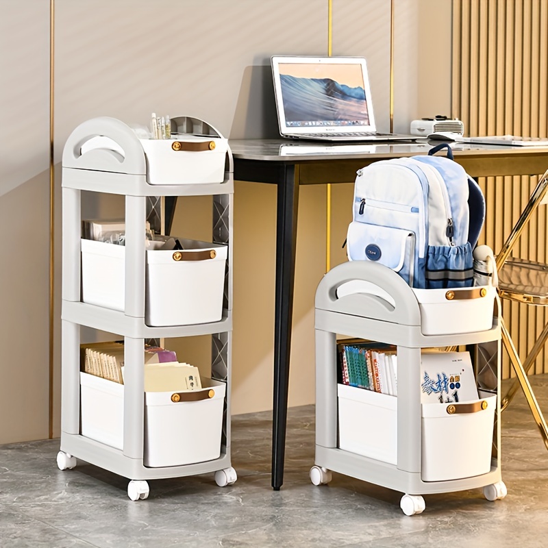 Foldable Storage Rack Rotatable Mobile Snack Organizer Trolley