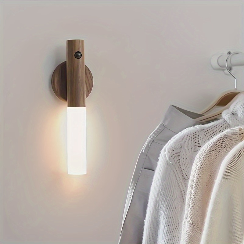 1pc Luz Nocturna LED Recargable Portátil Con Sensor De Movimiento, Sensor De Inducción, Para Baño, Pasillo, Pared, Gabinete, Alimentado Por USB detalles 1