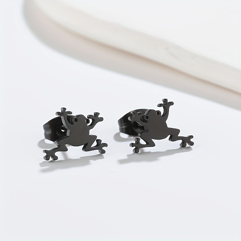 2pcs Men's Stainless Steel Frog Ear Stud Earrings