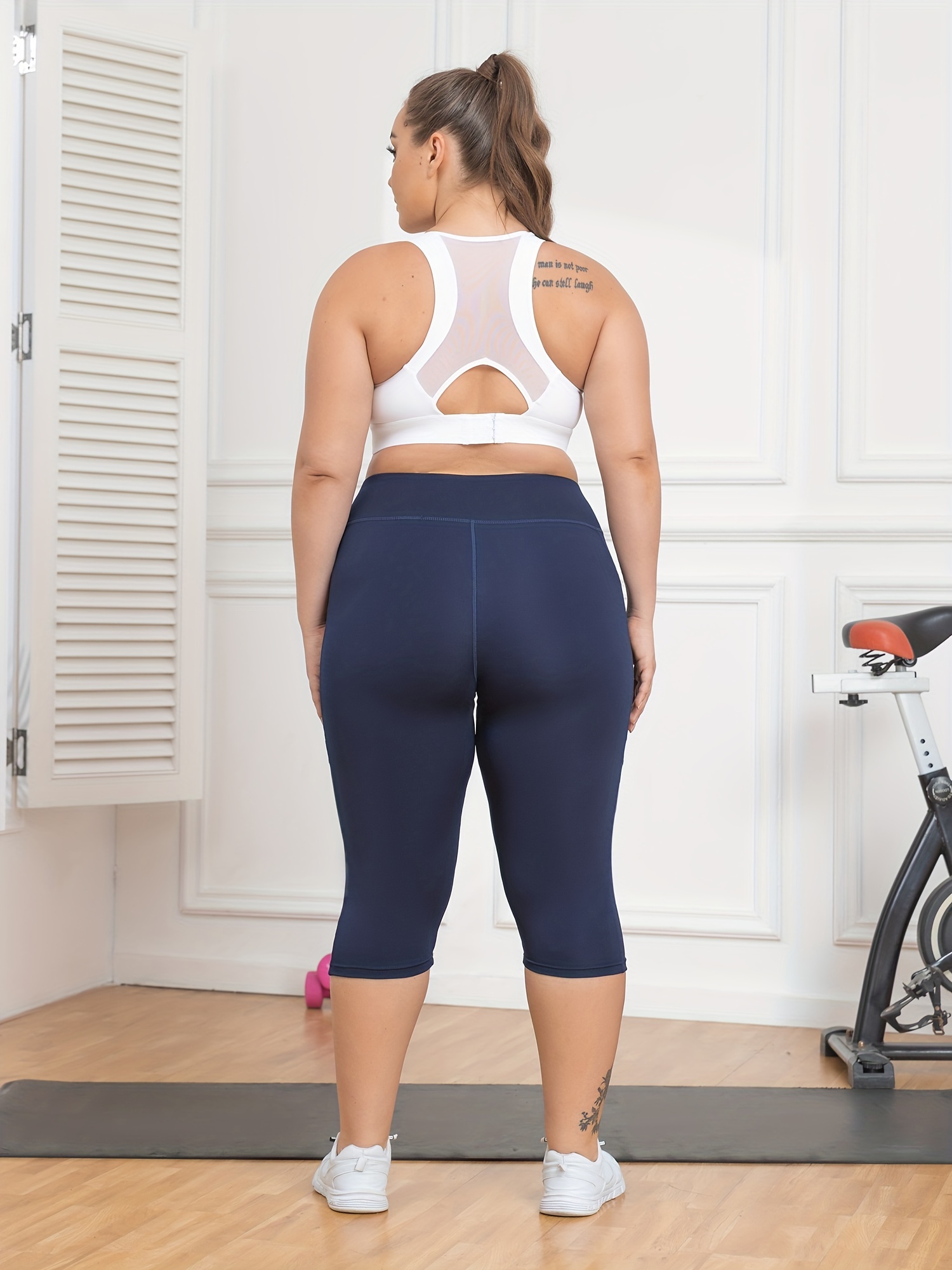 Women's Capri Yoga Pants Workout Gym Fitness Sports Mesh Capri