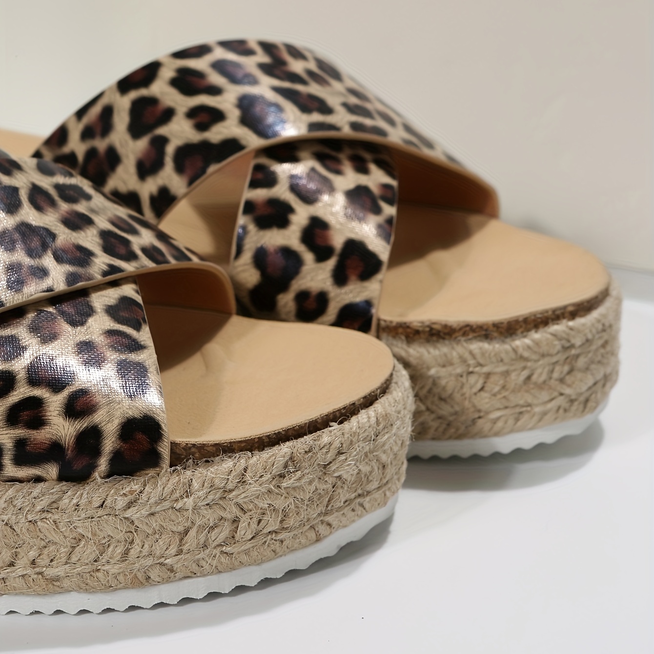 Women's Leopard Print Platform Sandals Casual Open Toe Cross - Temu