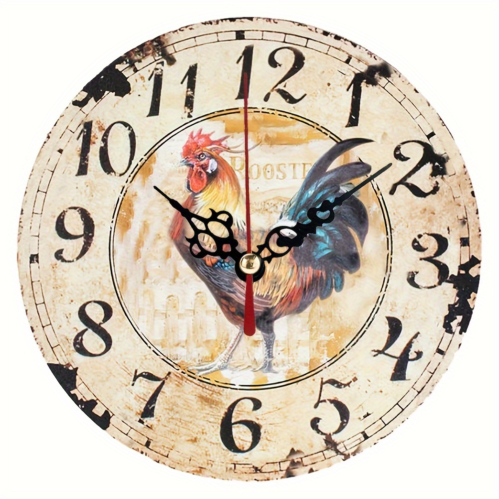 1pc Reloj Pared Vintage Gallo Silencioso No ticking Relojes - Temu