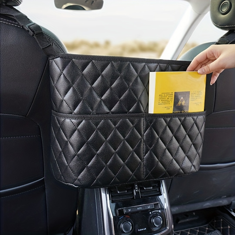 Support de sac à main de poche en filet de voiture avancé, en cuir PU,  entre les sièges de voiture, rangement multi-poches, accessoire d'intérieur  de Style de voiture - Type 11