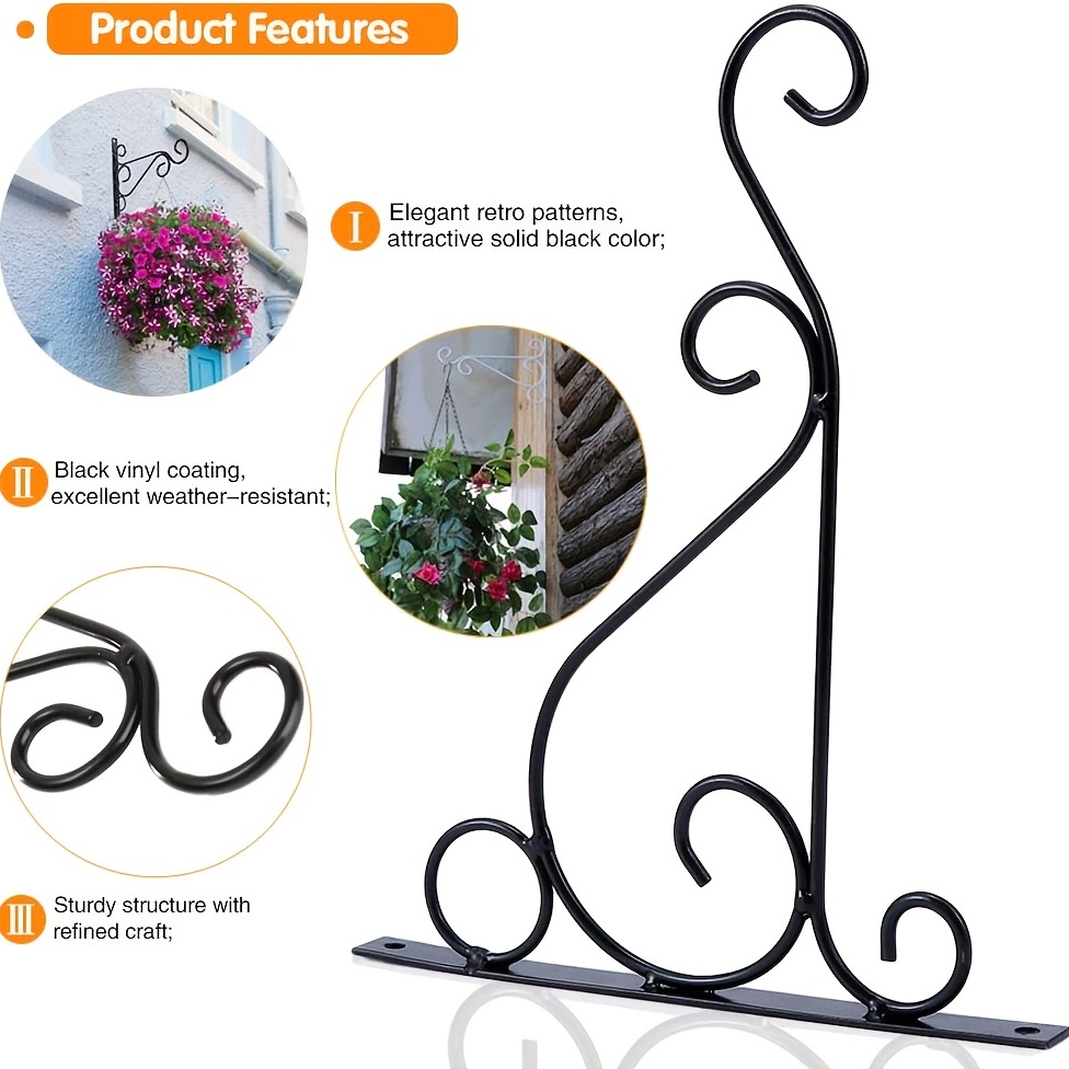 Hanging Plant Bracket Black Wall Hook Bracket Plant Hangers - Temu Canada