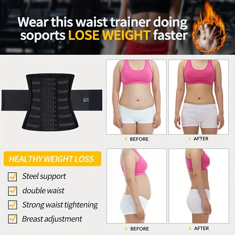 Women's 3 Hooks Waist Corset Tummy Control Body Shaper for Weight Loss