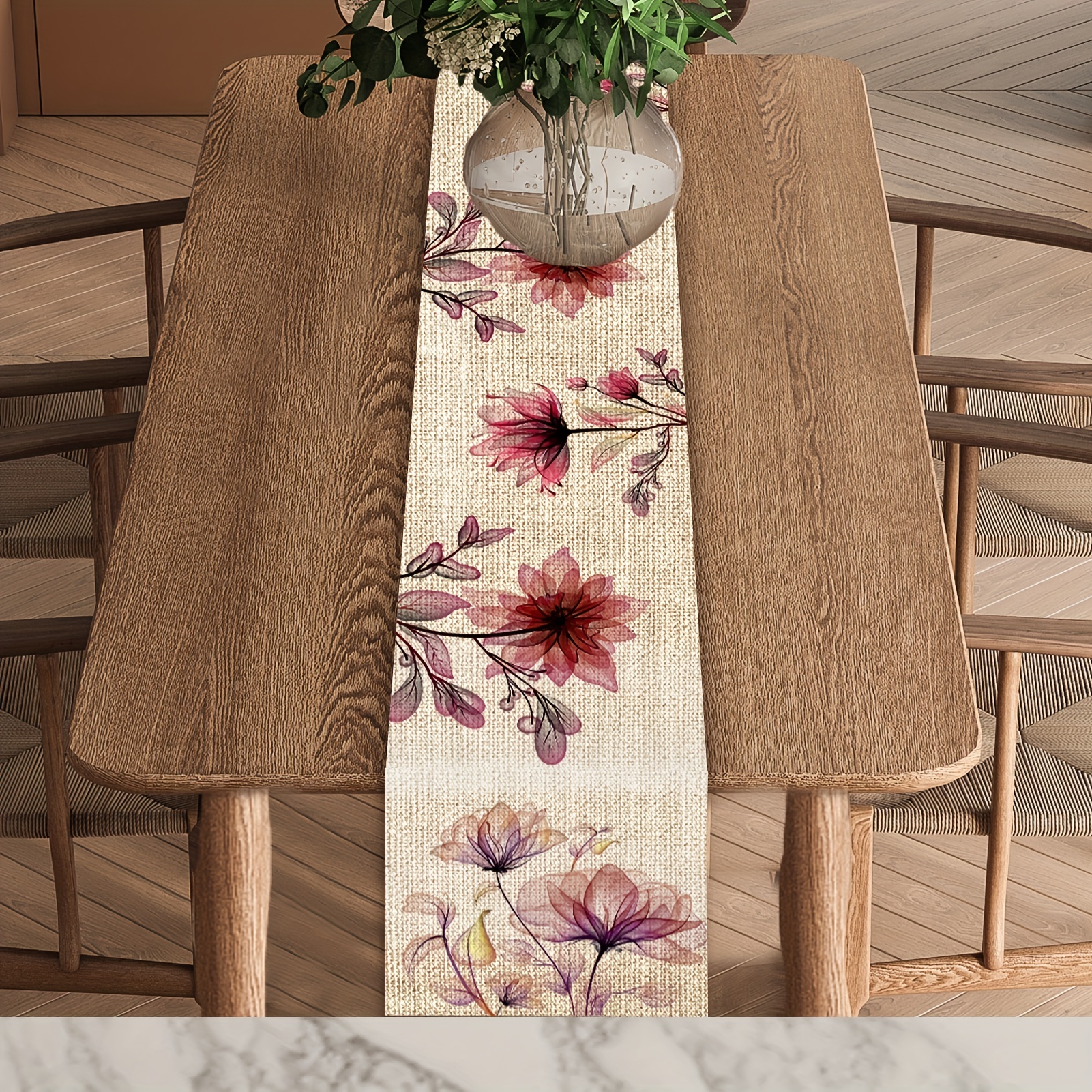 1pc Tulip Linen Table Runner Rustic Farmhouse Style Table Runner