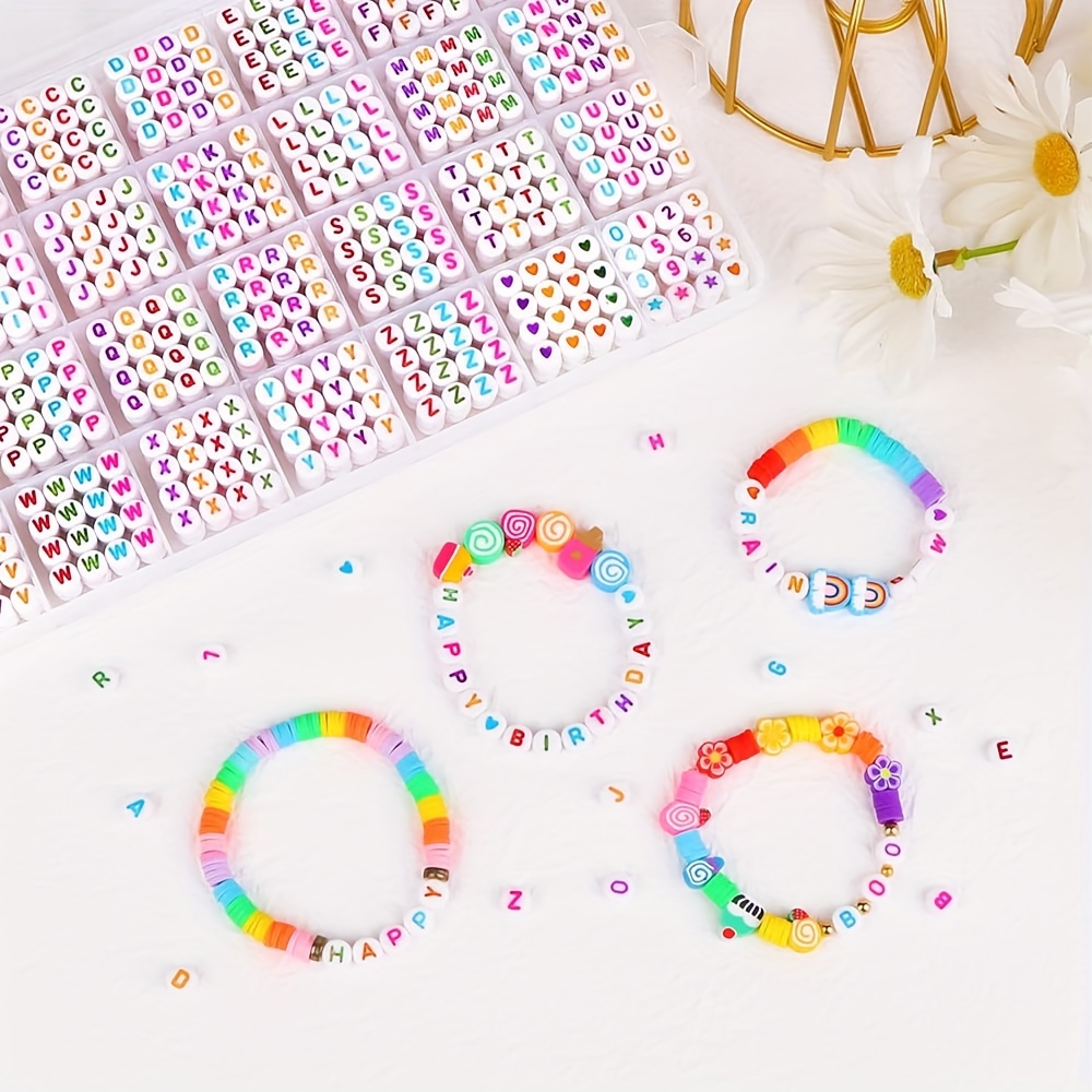 Colorful Letter Beads For Jewelry Making 28 Style Round A z - Temu