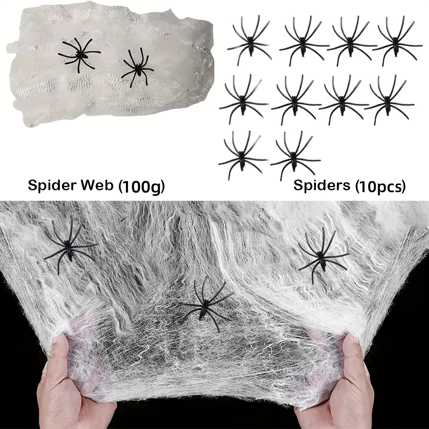 Creative 1 Set Halloween Spider Web with Fake Spiders Large Realistic Super  Stretch Webs Halloween Decorations Party Supplies Halloween Supplies 100g