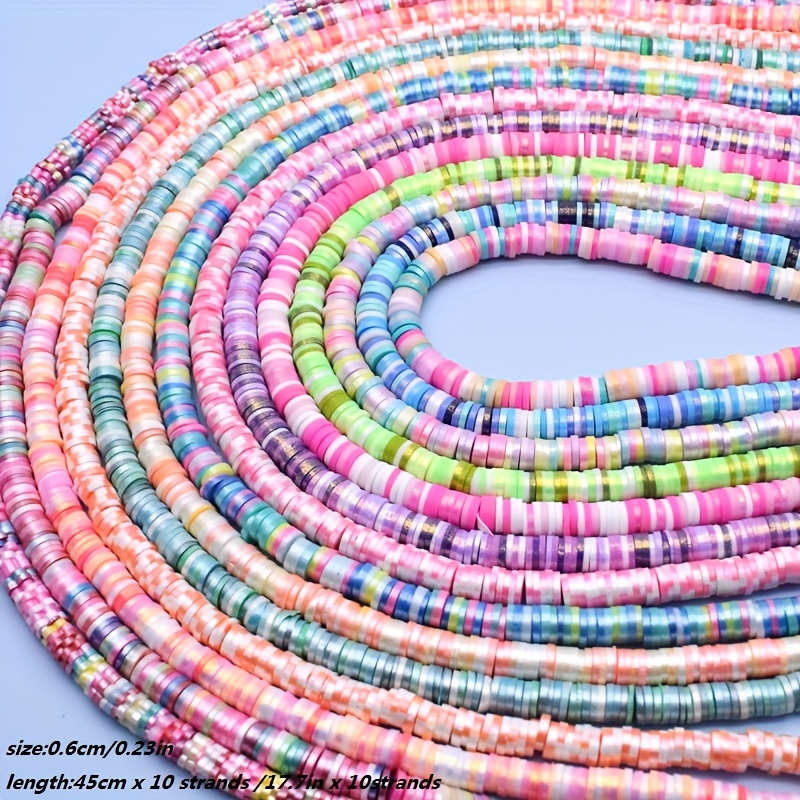 Rainbow 10 Colors 10 Strands Polymer Clay Beads For Jewelry - Temu