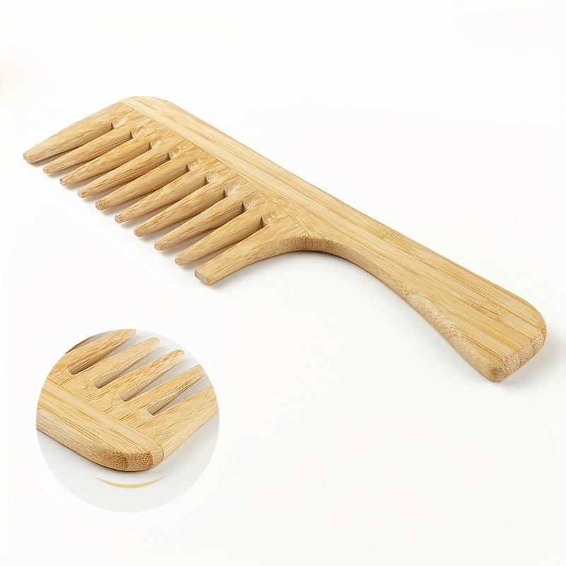  Peine de madera para cabello largo - Peine grande de madera -  Peine de dientes grandes de madera pura : Belleza y Cuidado Personal