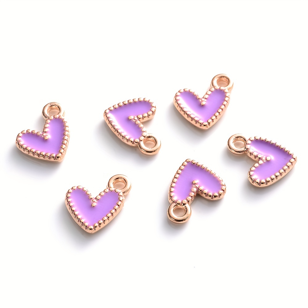 30pcs Enamel Heart Charms Colorful Tiny Heart Pendant Bracelet