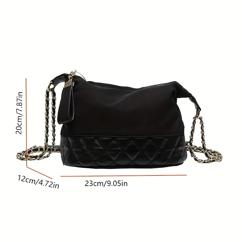Trendy Chain Bucket Bag For Women Argyle Quilted Crossbody Bag