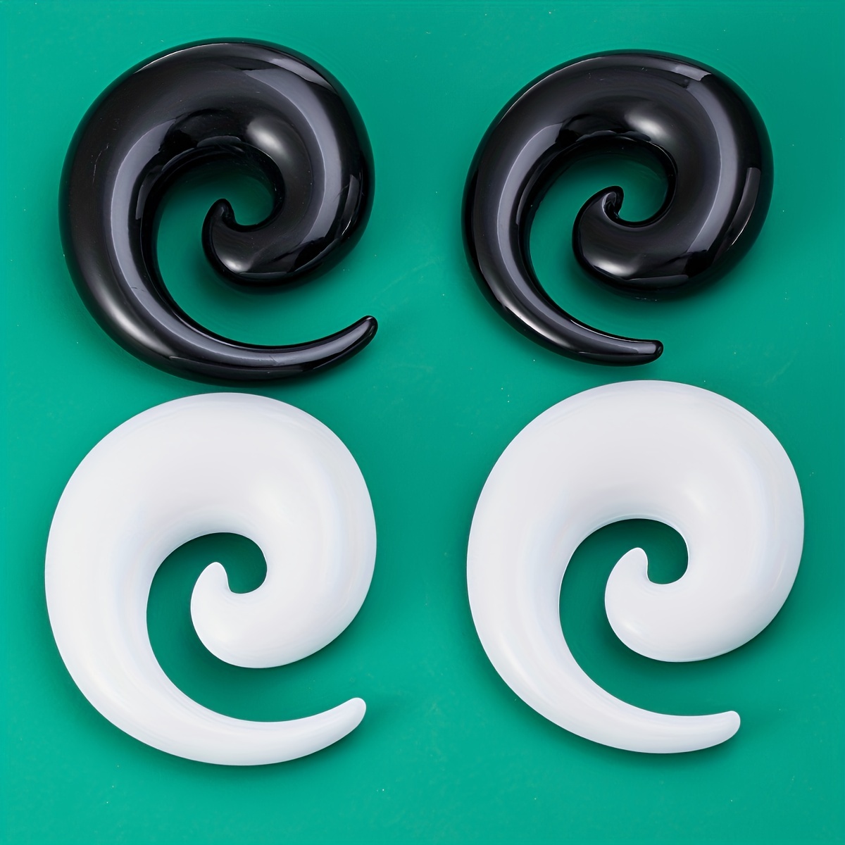 2 Pairs Acrylic Spiral Snail Ear Plugs Set