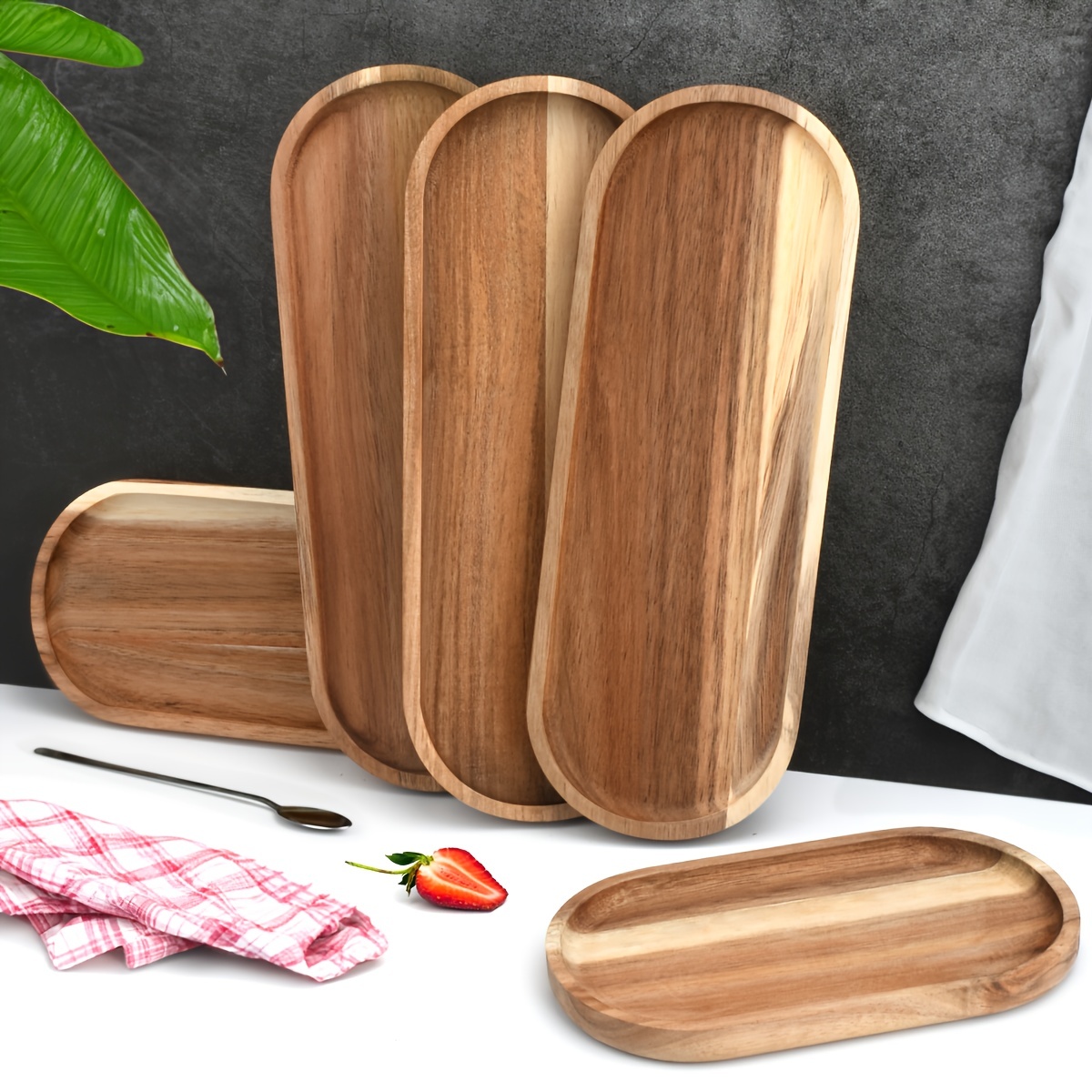 Wooden Living - Serving Tray/Wooden Trays with Handles and Small Wood Boxes Set (Unfinished) | for Montessori Activity, Art/Crafts, Painting, Restaura