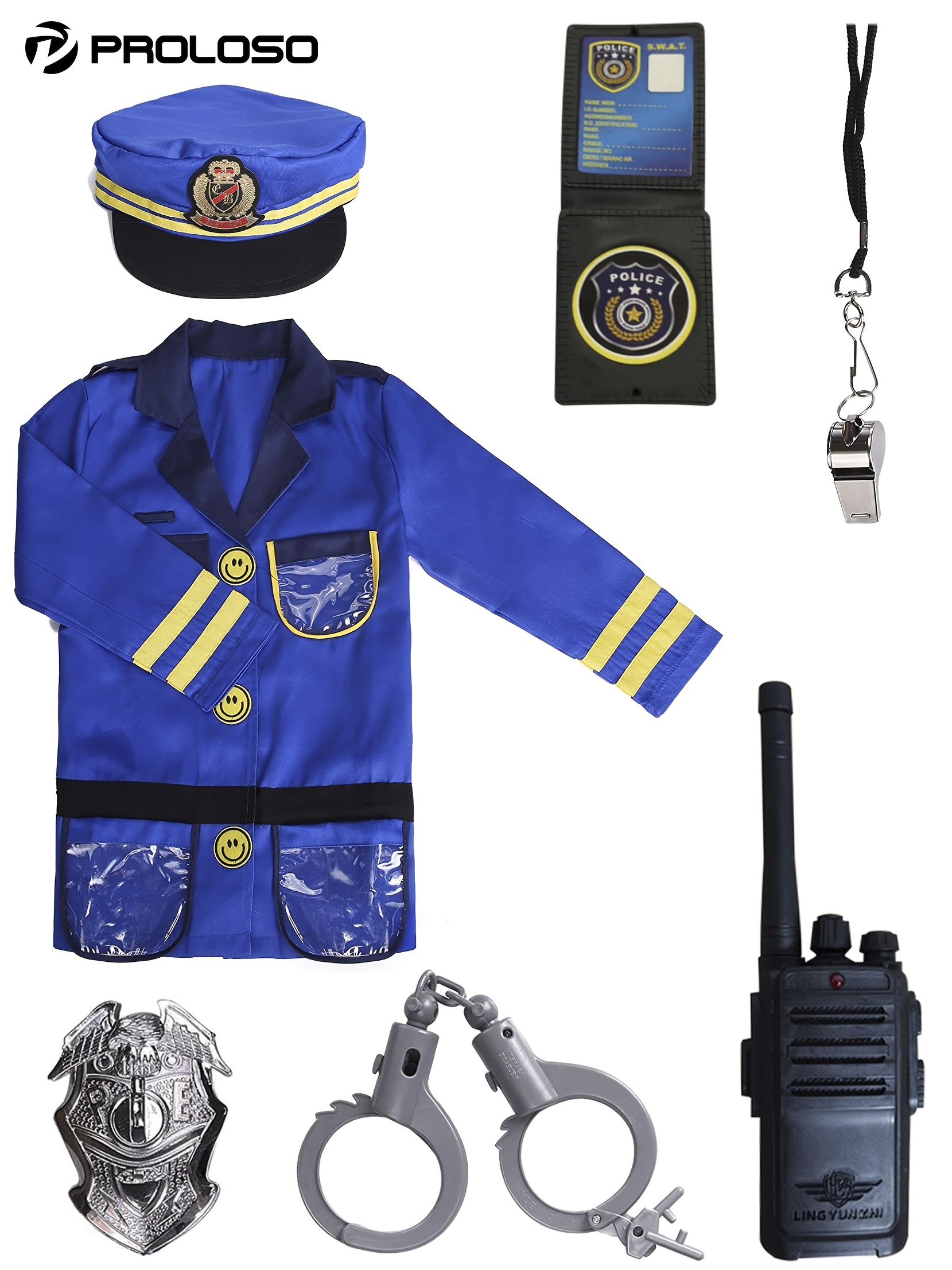 Boys Police Officer Role Play Kit Cop Dress Up Accessories Ages 3-6 Years Old