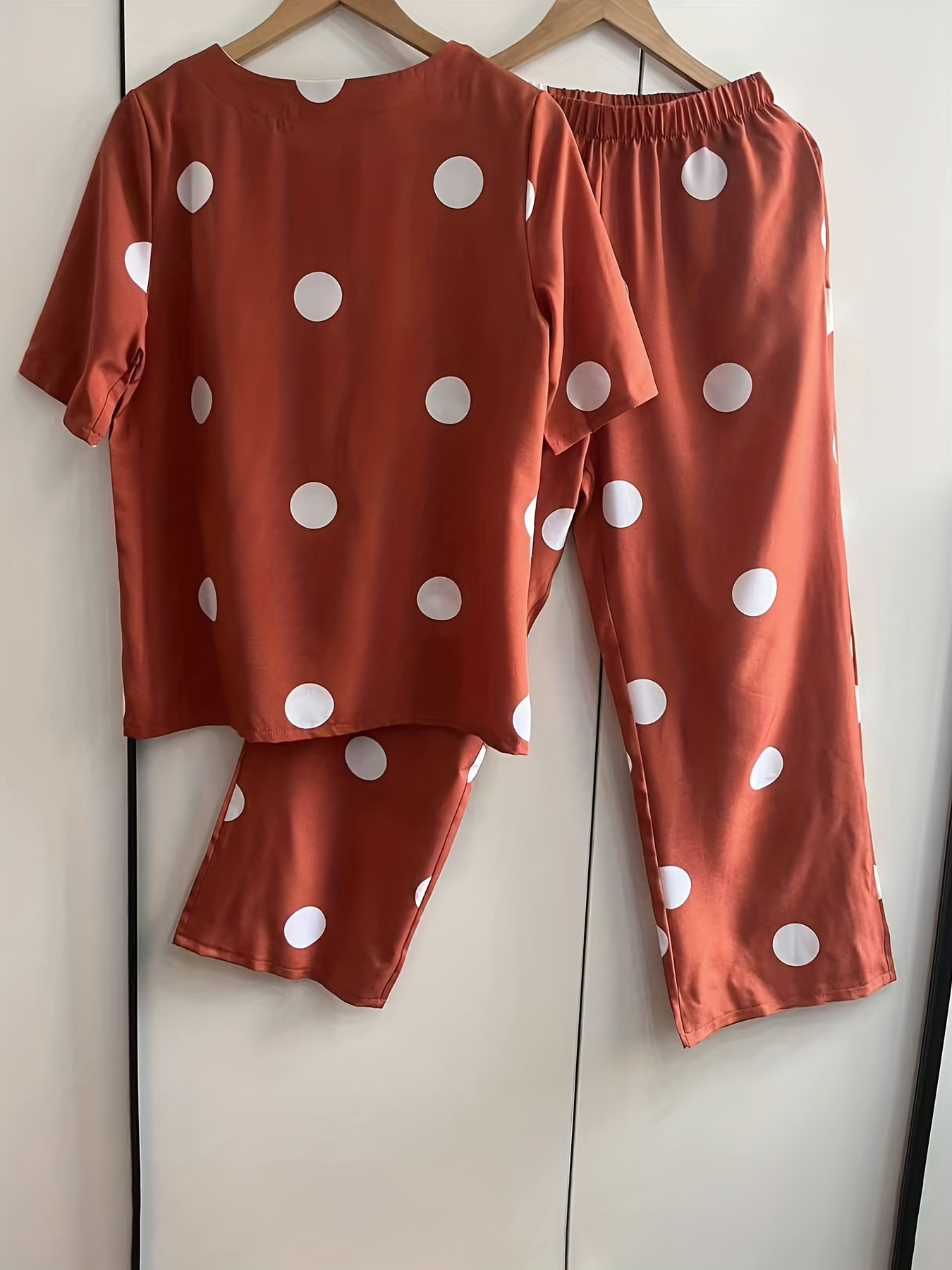 Polka Dot Two Piece Set Half Sleeve T-shirt & Pants