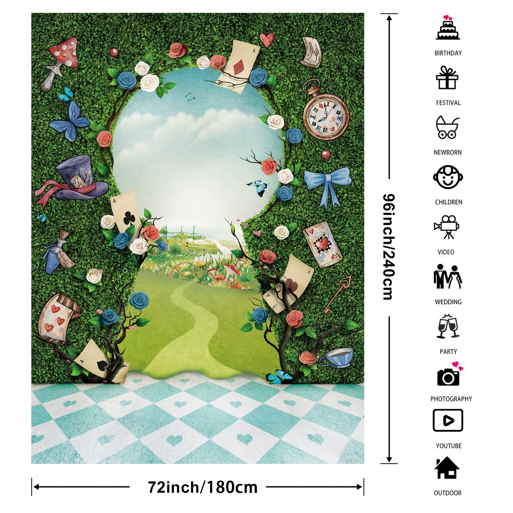 Alice in Wonderland Party Decorations / Backdrop for Sale in