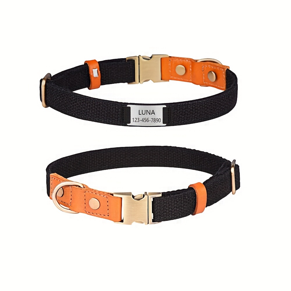 Personalized Dog Collar With Buckle, Pet Dog Collars, Embroidered Name And  Phone Number,4 Color - Temu