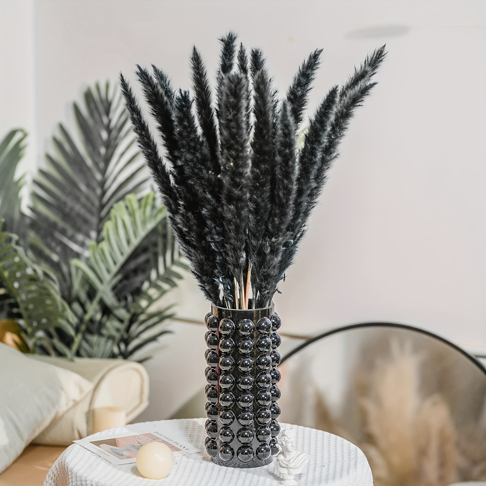 Black Pampas Grass Gothic Flower Decor For Living Room Dried - Temu