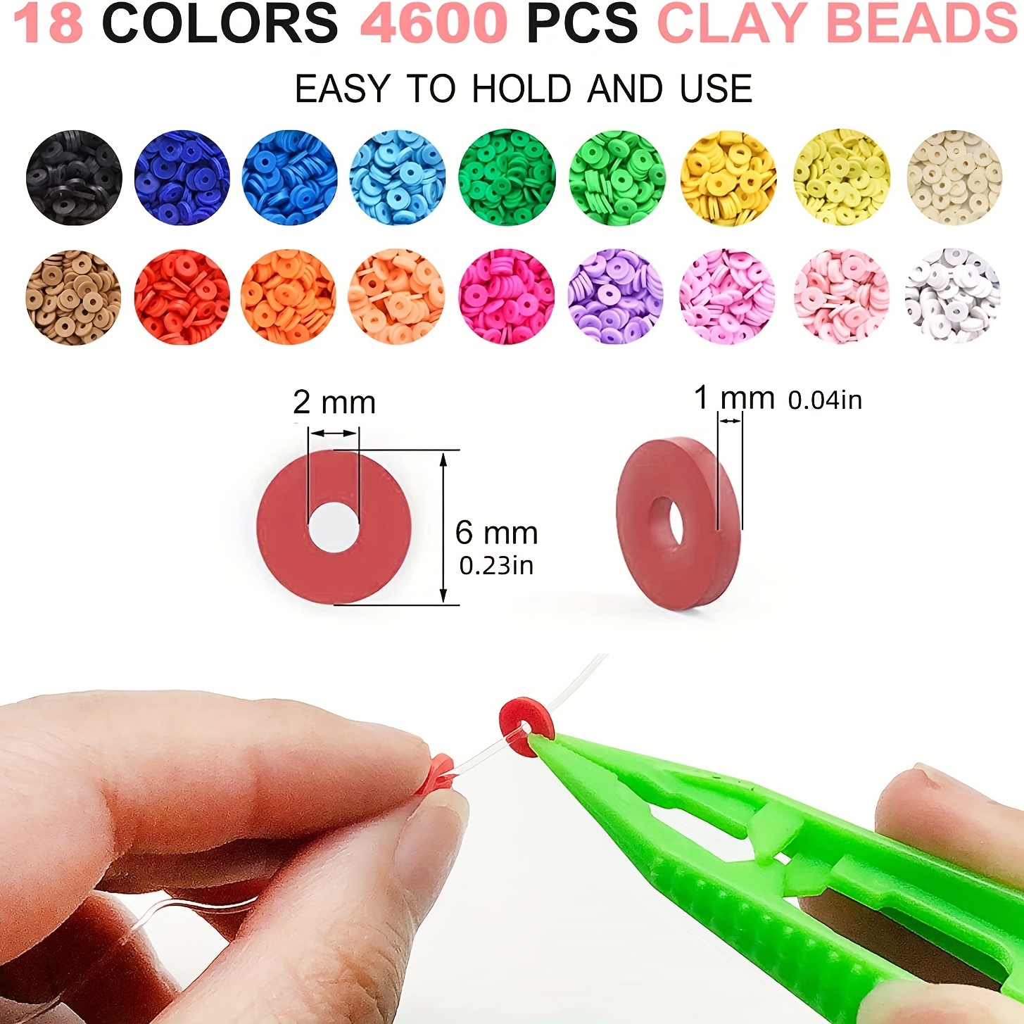 Hoewina 5040 Pcs Clay Beads Bracelet Making Kit, Flat Round Polymer Heishi  Clay Beads Preppy Friendship Bracelet Set with Charms and Elastic Strings