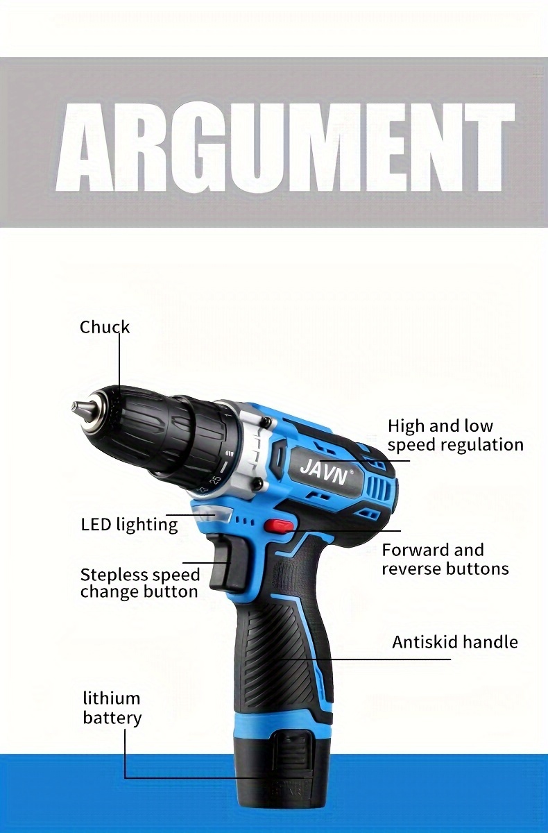 Javn 12v Cordless Drill Electric Screwdriver Mini Wireless - Temu