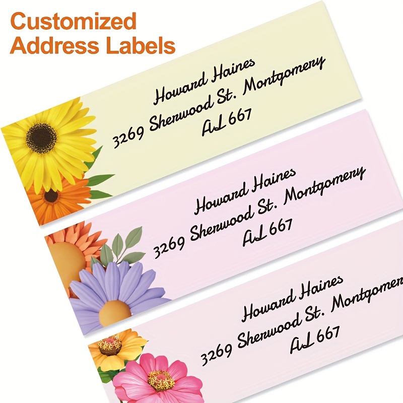 Personalized Return Address Labels Floral - Set of 120 Custom Mailing  Labels for Envelopes, Self Adhesive Flat Sheet Rectangle Personalized Name