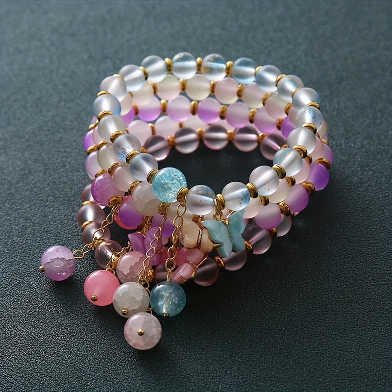 Colorful Gradient Glass Beaded Bracelet Accessories For Women For