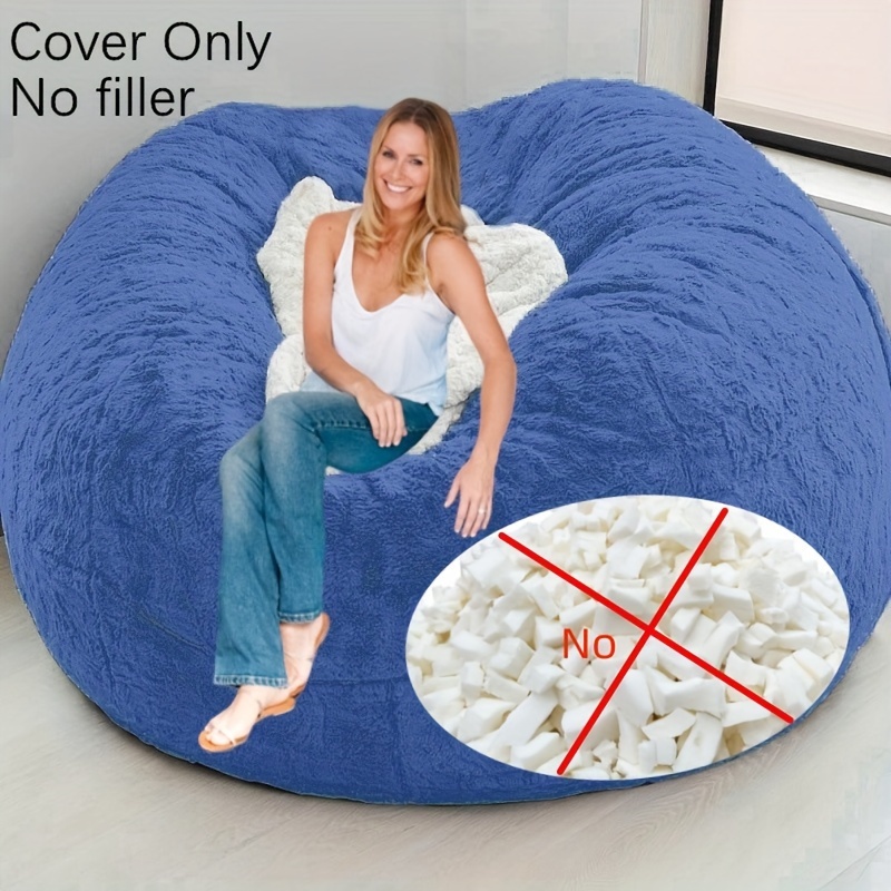 Bean Bag Chair Cover Only (No Filler) 5ft Giant Fur Bean Bag Chair for Adults Washable Ultra Soft PV Fur Lounger Couch Cover for Organizing Plush