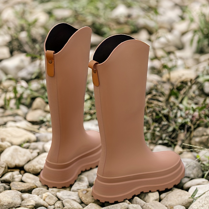 Solid Quick Drying Flat Rain Boots Waterproof Non Slip Thickened