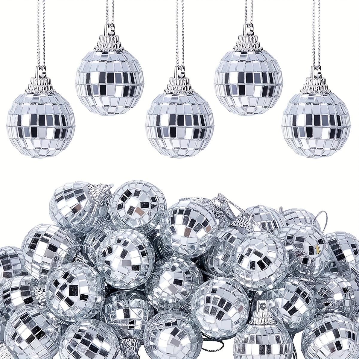Boule de disco miroir pour décoration de Noël, boule de verre  réfléchissante au laser, fête brillante