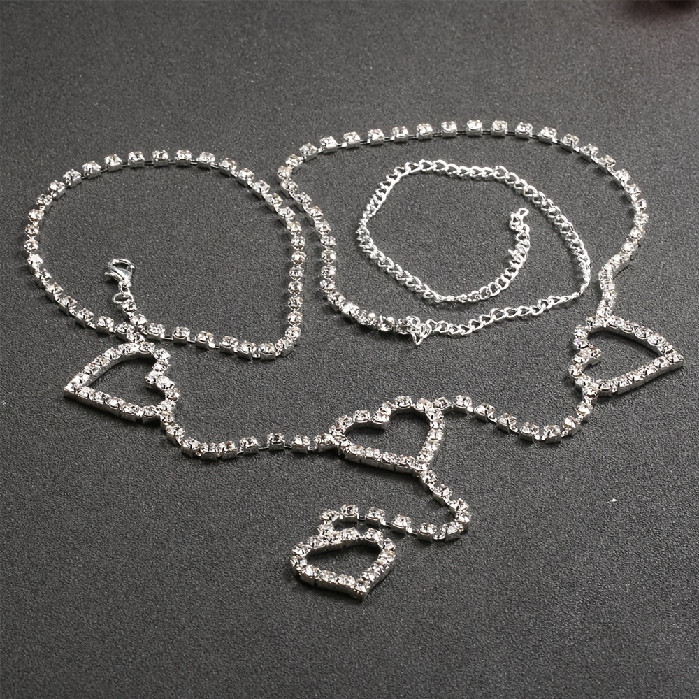 Love Rhinestone Waist Chain Women's Shiny Chain Decoration - Temu